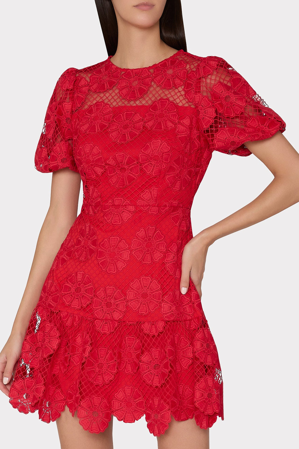 Yasmin Daisy Lace Dress Red | Milly Women