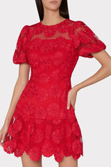 Yasmin Daisy Lace Dress Red | Milly Women