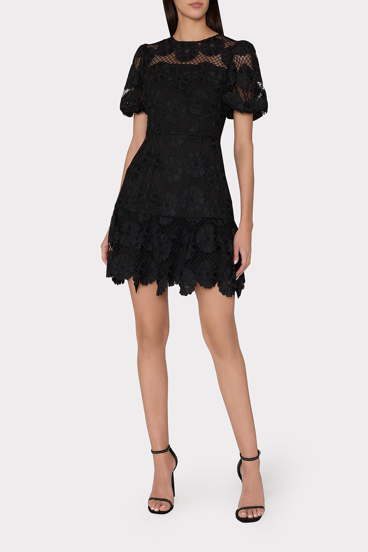 Yasmin Daisy Lace Dress Black | Milly Women