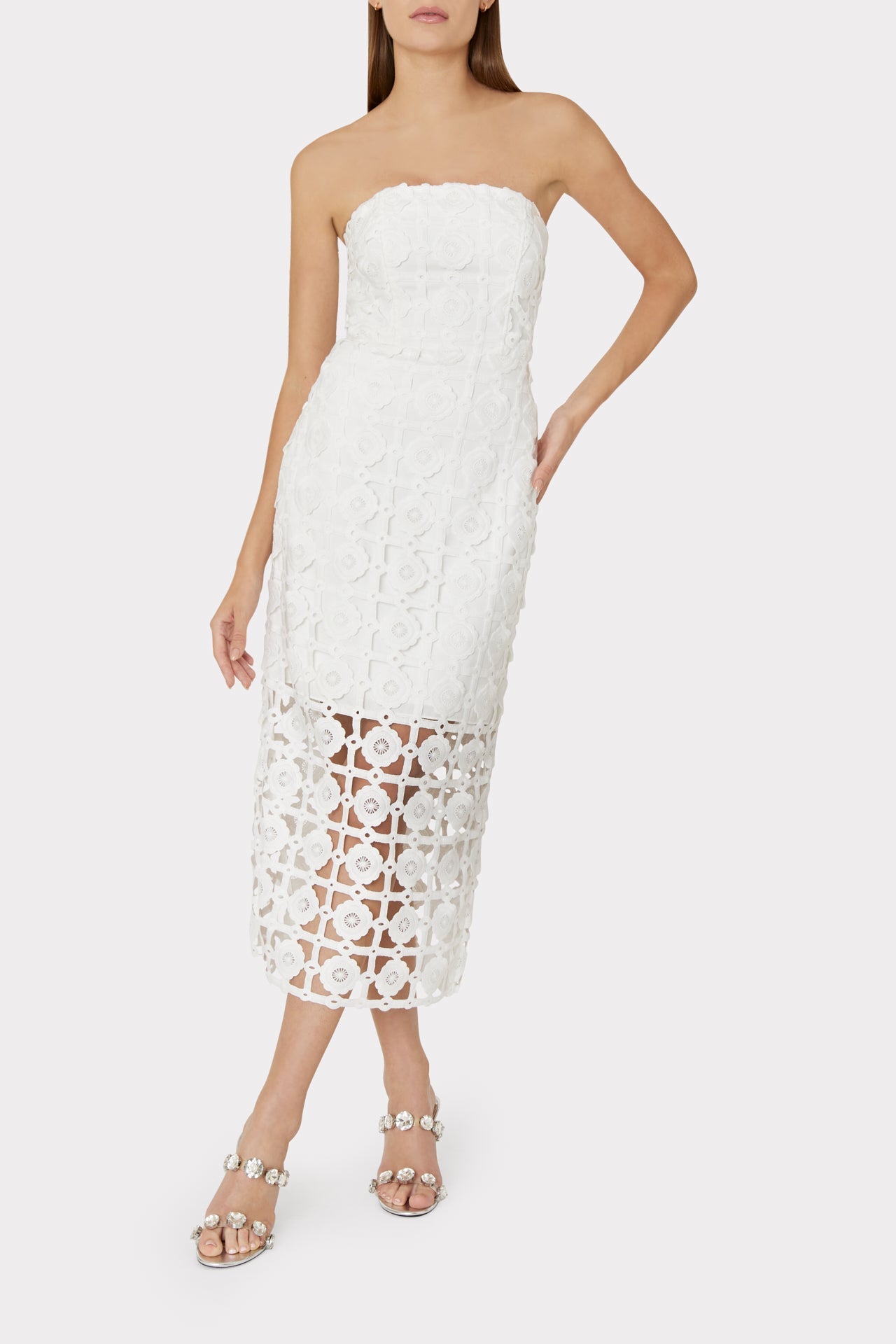 Kait Tile Lace Dress White | Milly Women