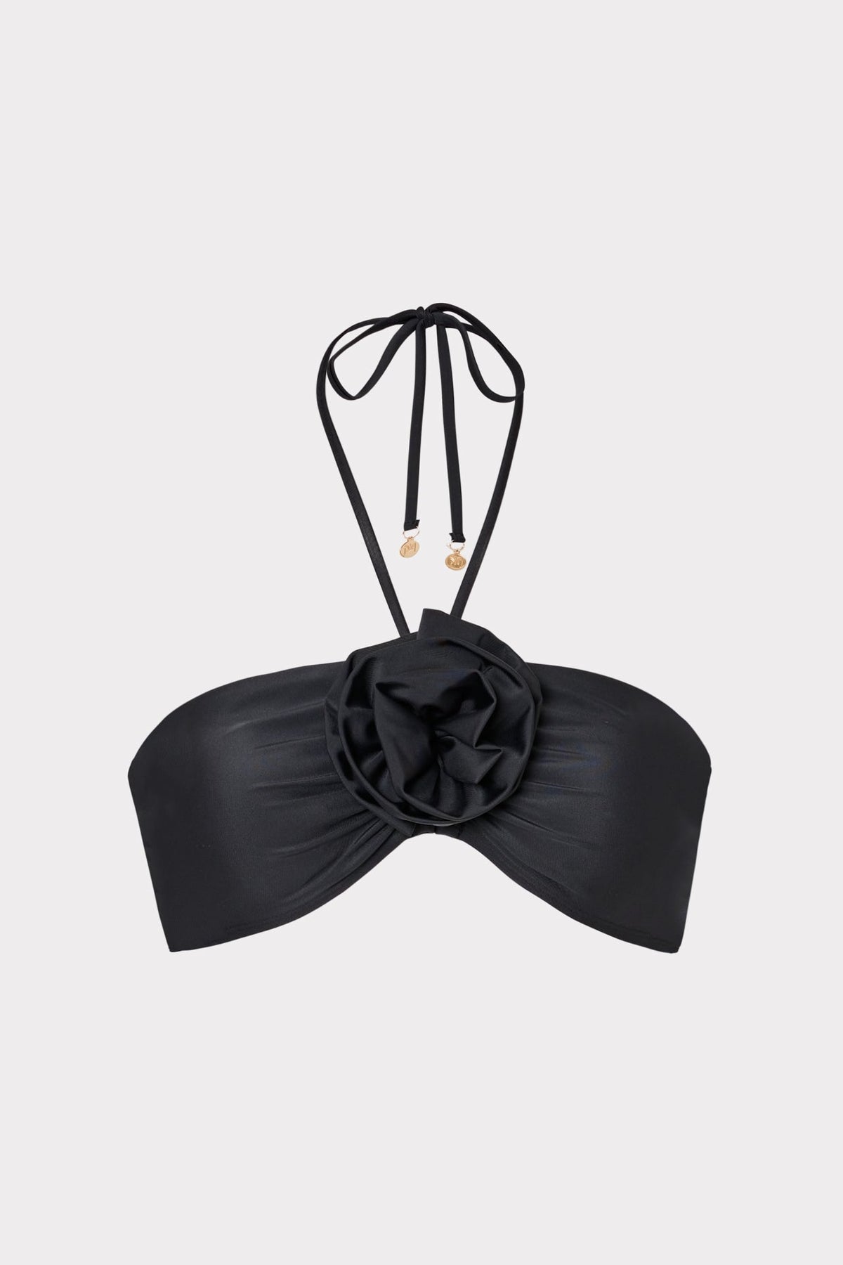Floral Applique Halter Bikini Top Black | Milly Women