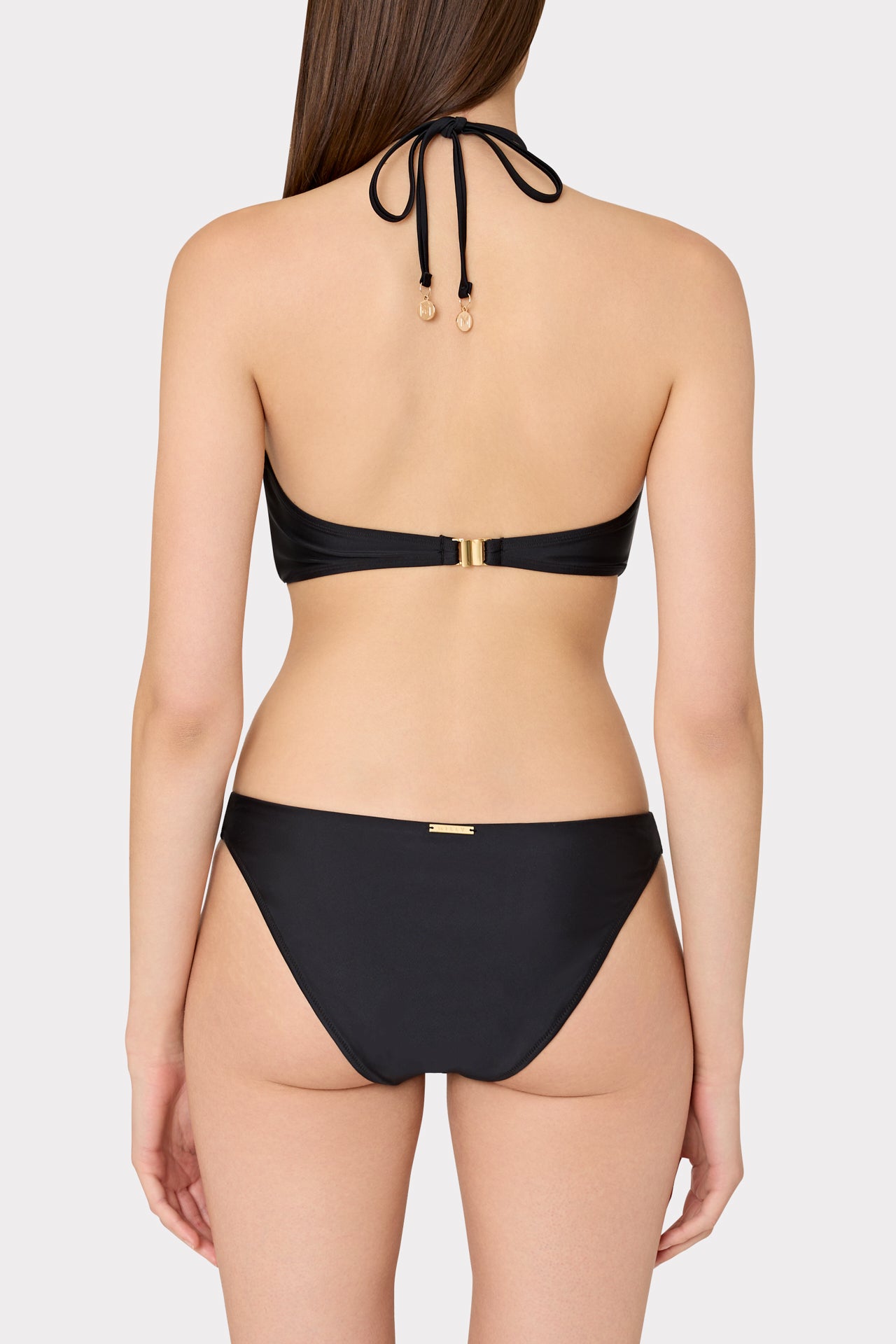 Floral Applique Halter Bikini Top Black | Milly Women