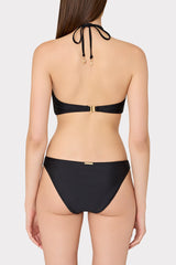 Floral Applique Halter Bikini Top Black | Milly Women