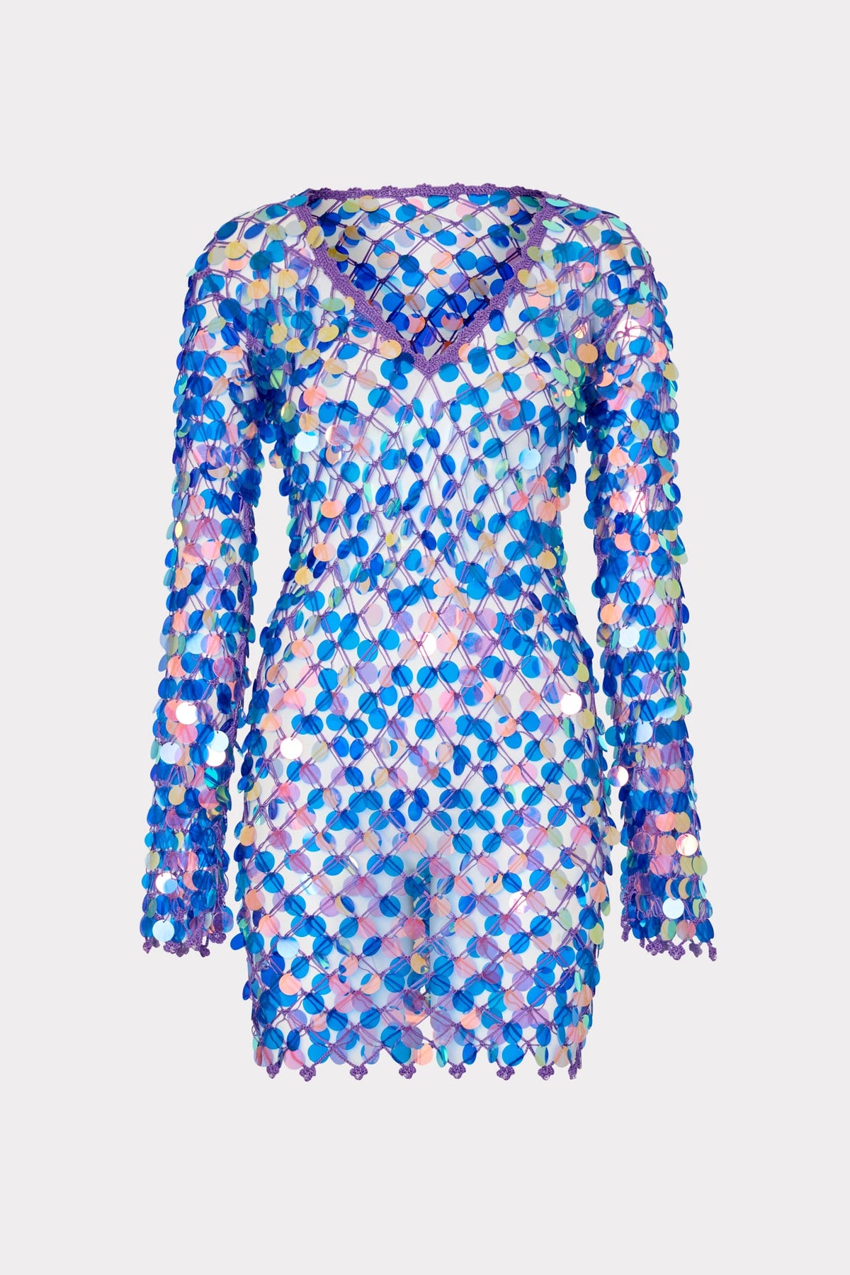 Sequin Crochet Mini Dress Purple | Milly Women