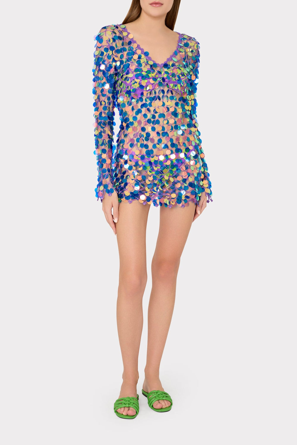 Sequin Crochet Mini Dress Purple | Milly Women