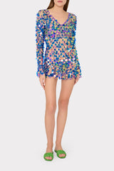 Sequin Crochet Mini Dress Purple | Milly Women
