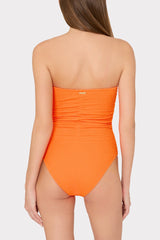 Textured Ruched One Piece Neon Orange | Milly Women