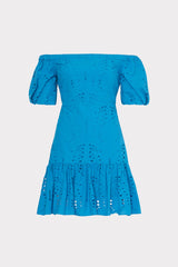 Butterfly Eyelet Off The Shoulder Dress Blue | Milly Women