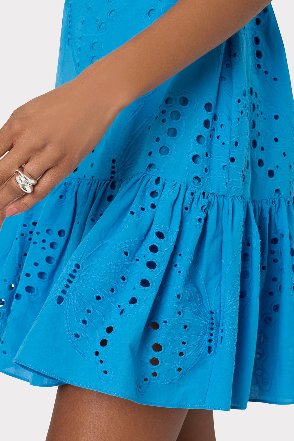 Butterfly Eyelet Off The Shoulder Dress Blue | Milly Women