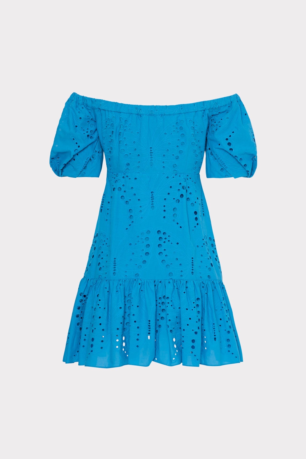 Butterfly Eyelet Off The Shoulder Dress Blue | Milly Women