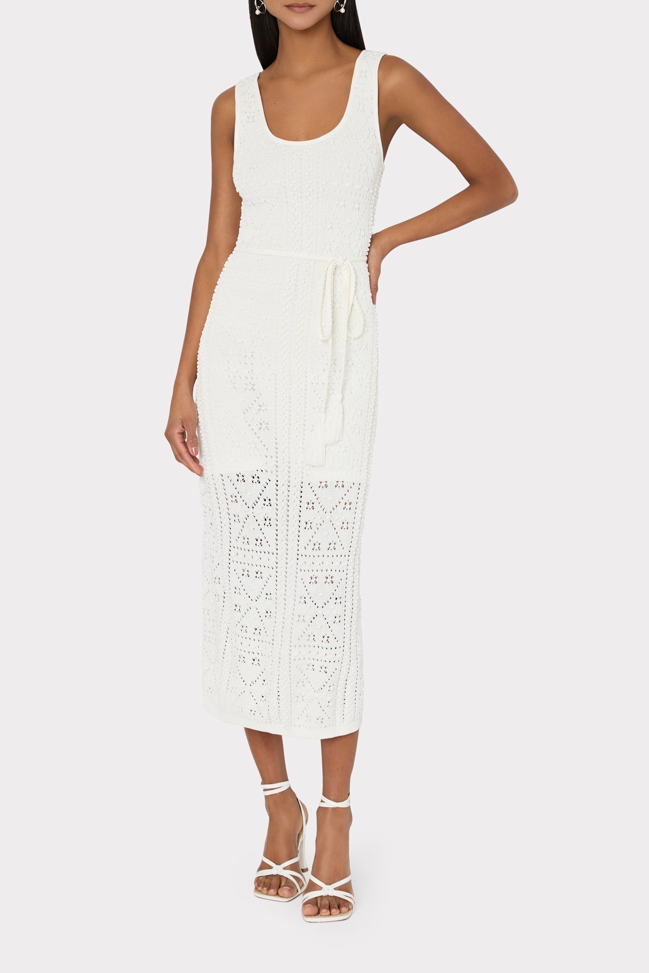 Bubble Pointelle Knit Midi Dress Ecru | Milly Women