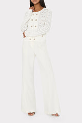 Bubble Pointelle Knit Jacket Ecru | Milly Women