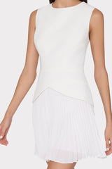 Haddy Pleated Mini Dress Ecru | Milly Women