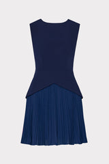 Haddy Pleated Mini Dress Navy | Milly Women