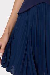 Haddy Pleated Mini Dress Navy | Milly Women