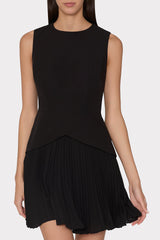 Haddy Pleated Mini Dress Black | Milly Women