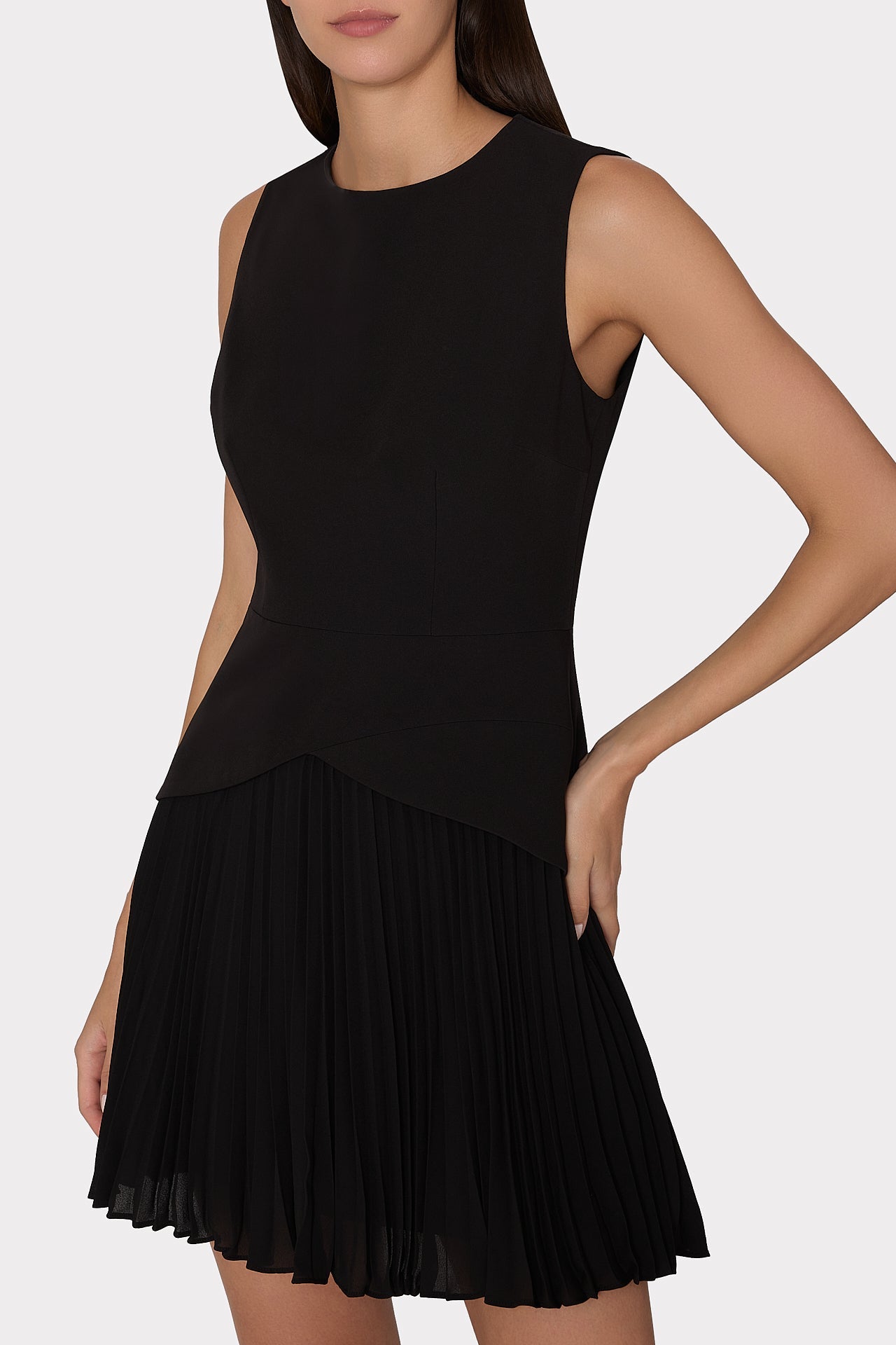 Haddy Pleated Mini Dress Black | Milly Women
