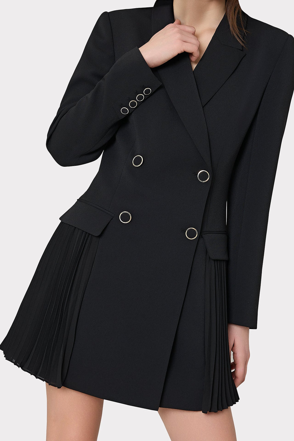 Noora Pleated Blazer Dress Black | Milly Women