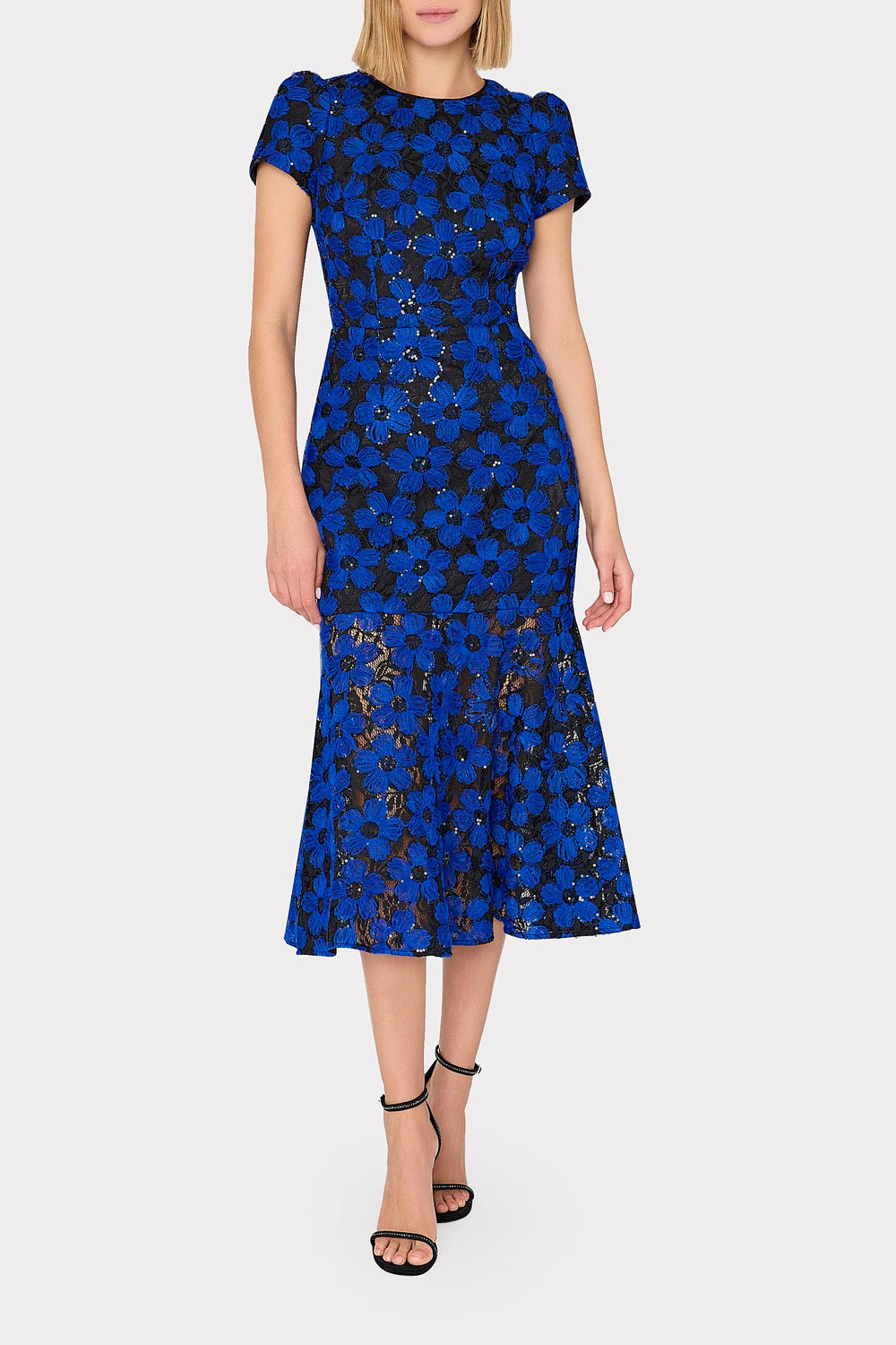 Tahlia Tulle Embroidery Dress Cobalt/Black | Milly Women