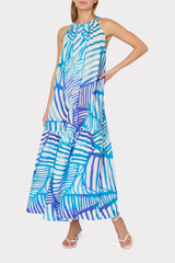 Abstract Blue Tropics Maxi Cover-Up Dress Blue Multi | Milly Women