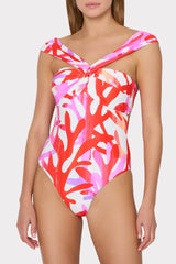Betsy Italian Under The Sea Bandeau One Piece Pink Multi | Milly Women