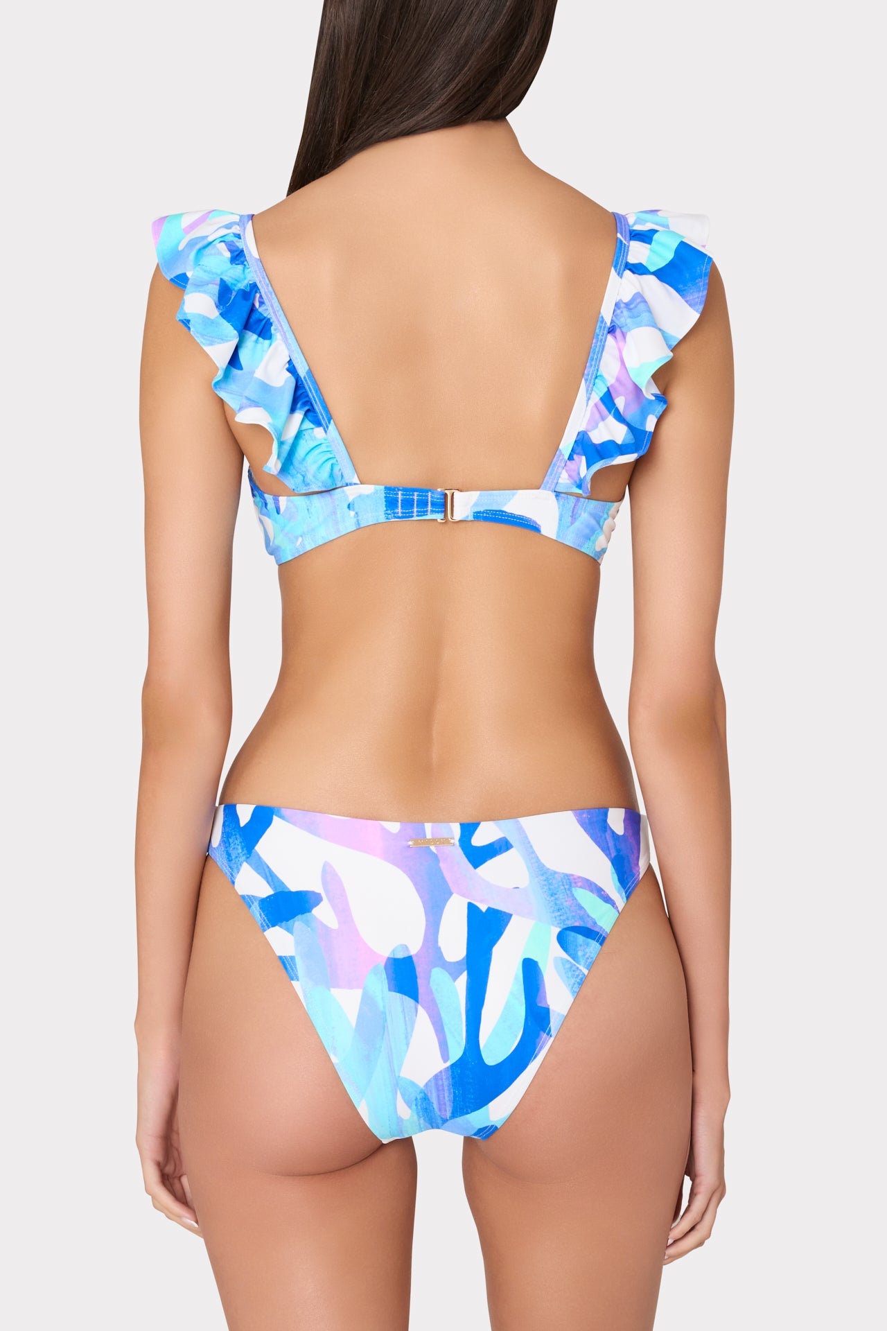 Italian Under The Sea Ruffle Bikini Top Blue Multi | Milly Women
