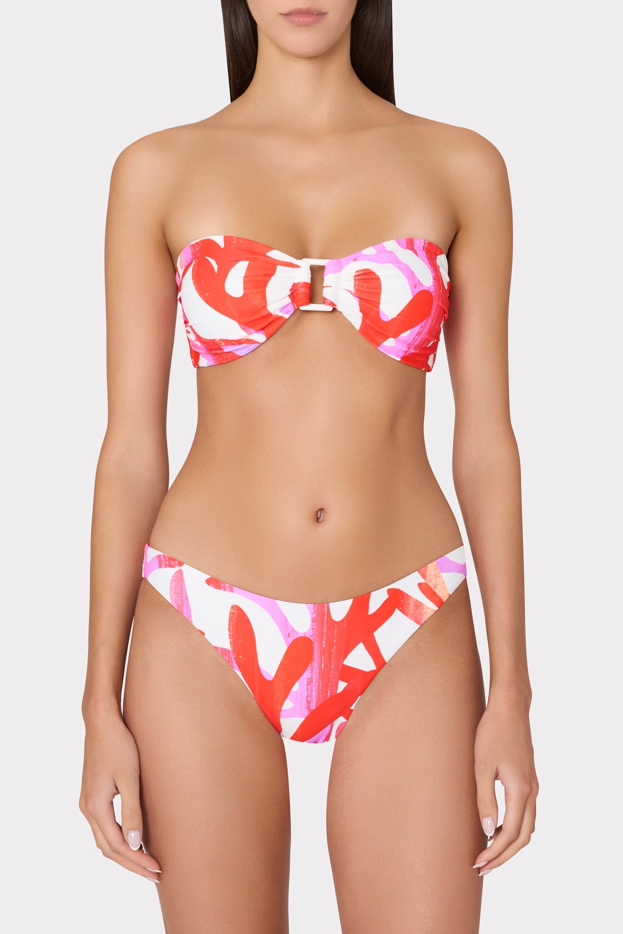 Italian Under The Sea Bandeau Bikini Top Pink Multi | Milly Women
