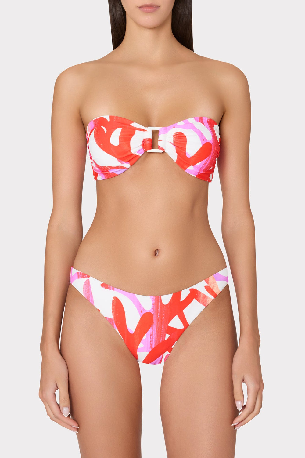 Italian Under The Sea Bandeau Bikini Top Pink Multi | Milly Women