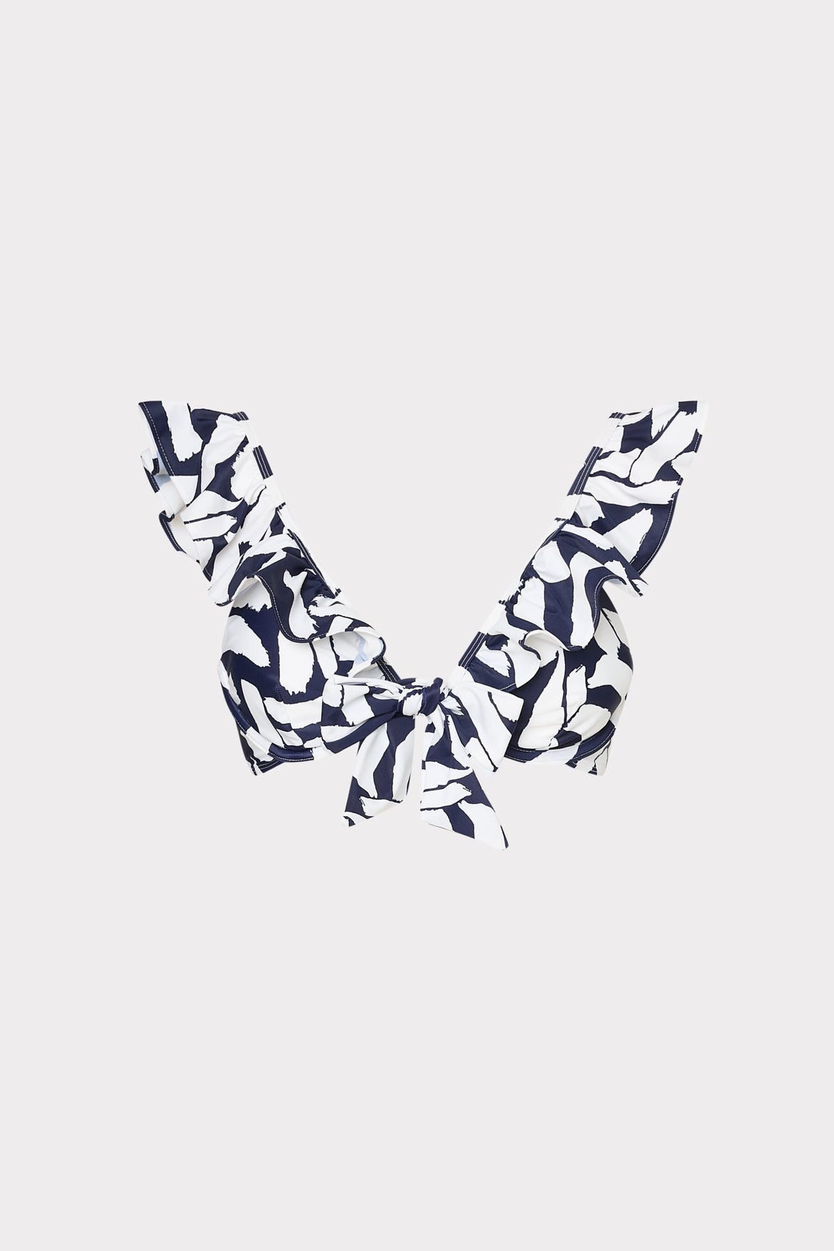 Italian Graphic Brushstroke Ruffle Bikini Top Navy/Ecru | Milly Women