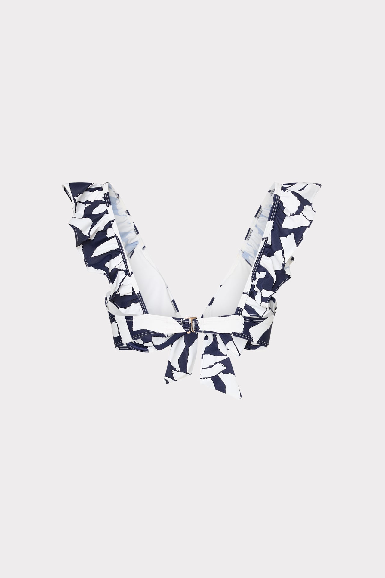 Italian Graphic Brushstroke Ruffle Bikini Top Navy/Ecru | Milly Women