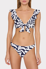 Margot Italian Graphic Brushstroke Bikini Bottom Navy/Ecru | Milly Women