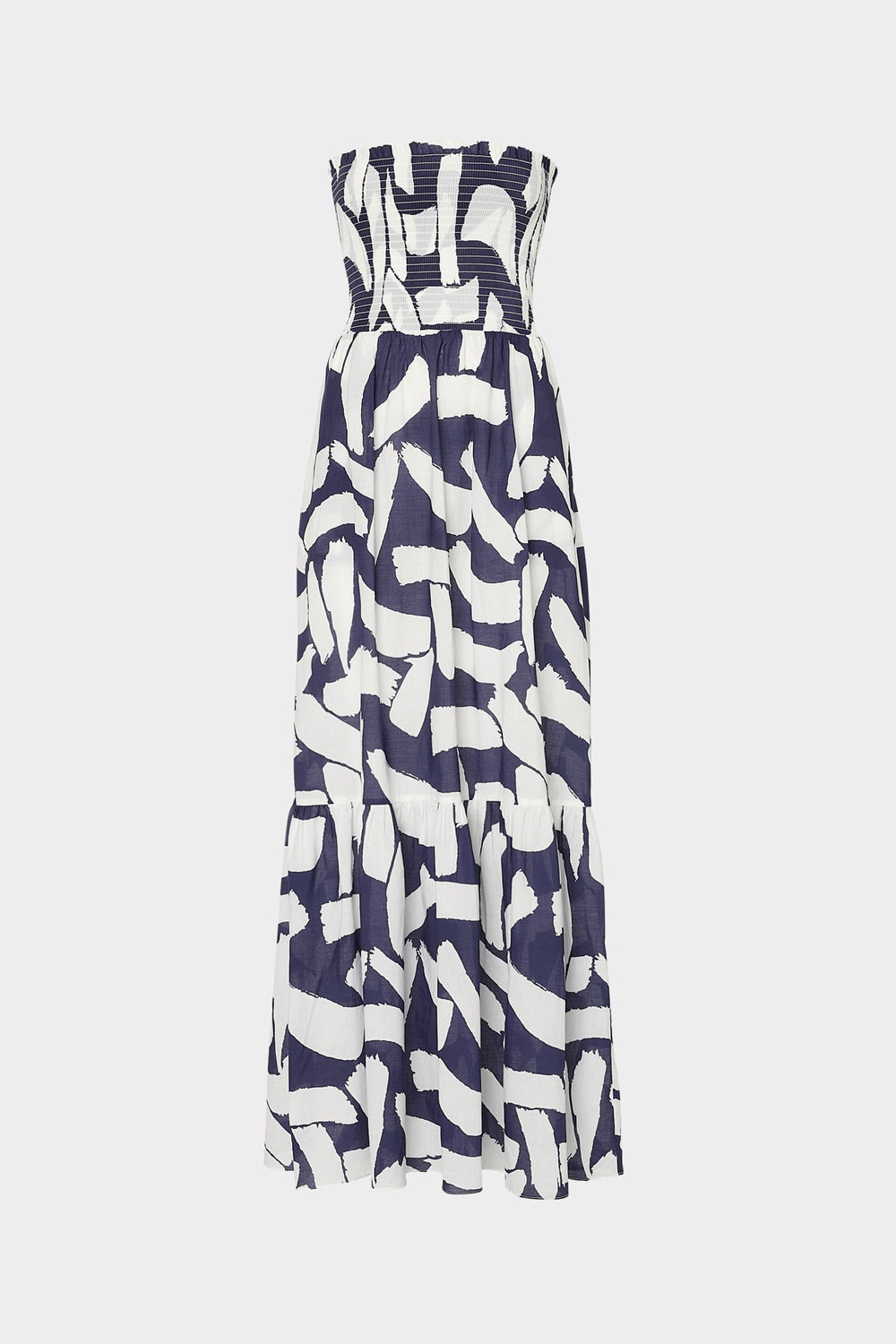 Olen Graphic Brushstroke Strapless Maxi Dress Navy/Ecru | Milly Women