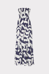 Olen Graphic Brushstroke Strapless Maxi Dress Navy/Ecru | Milly Women