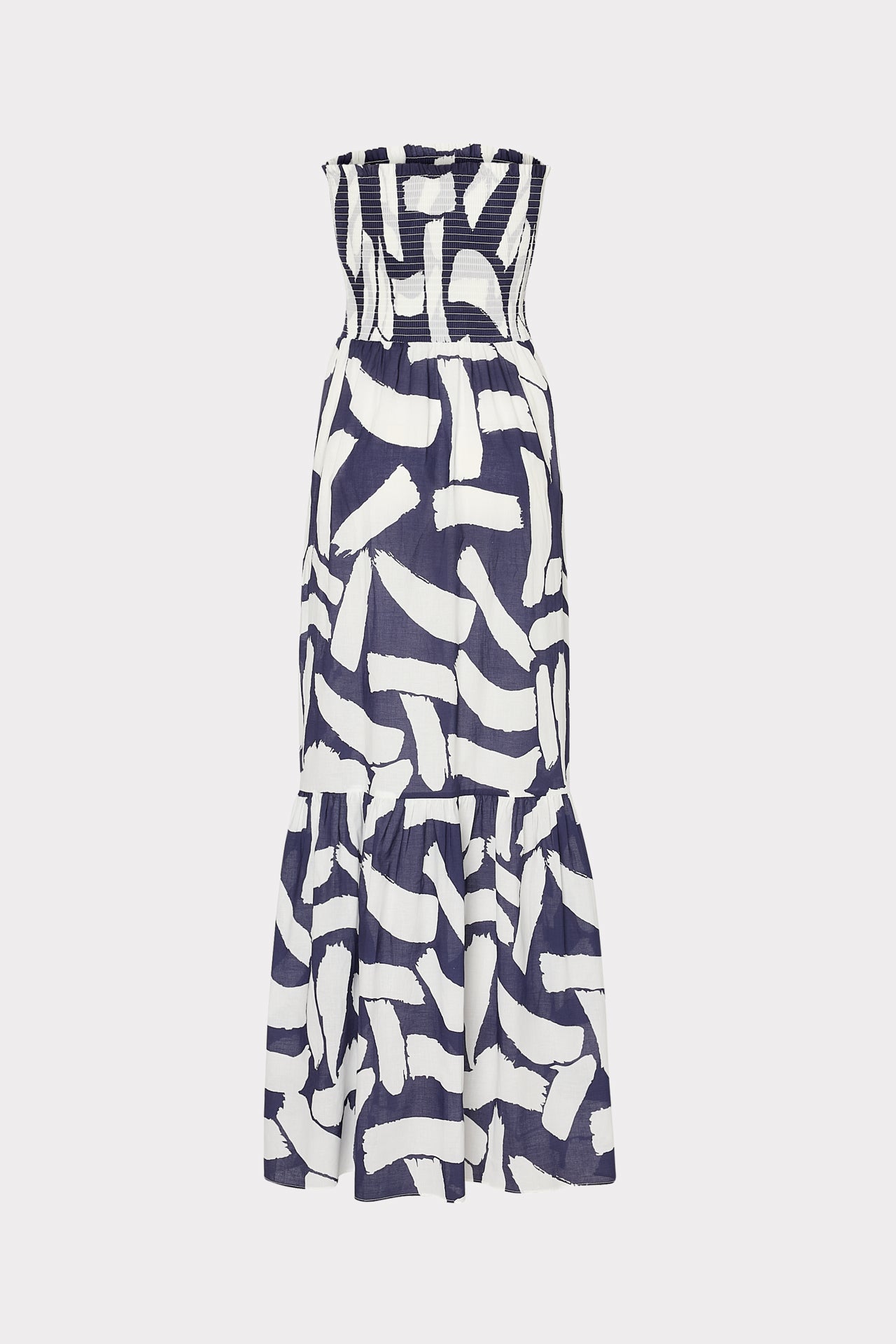 Olen Graphic Brushstroke Strapless Maxi Dress Navy/Ecru | Milly Women