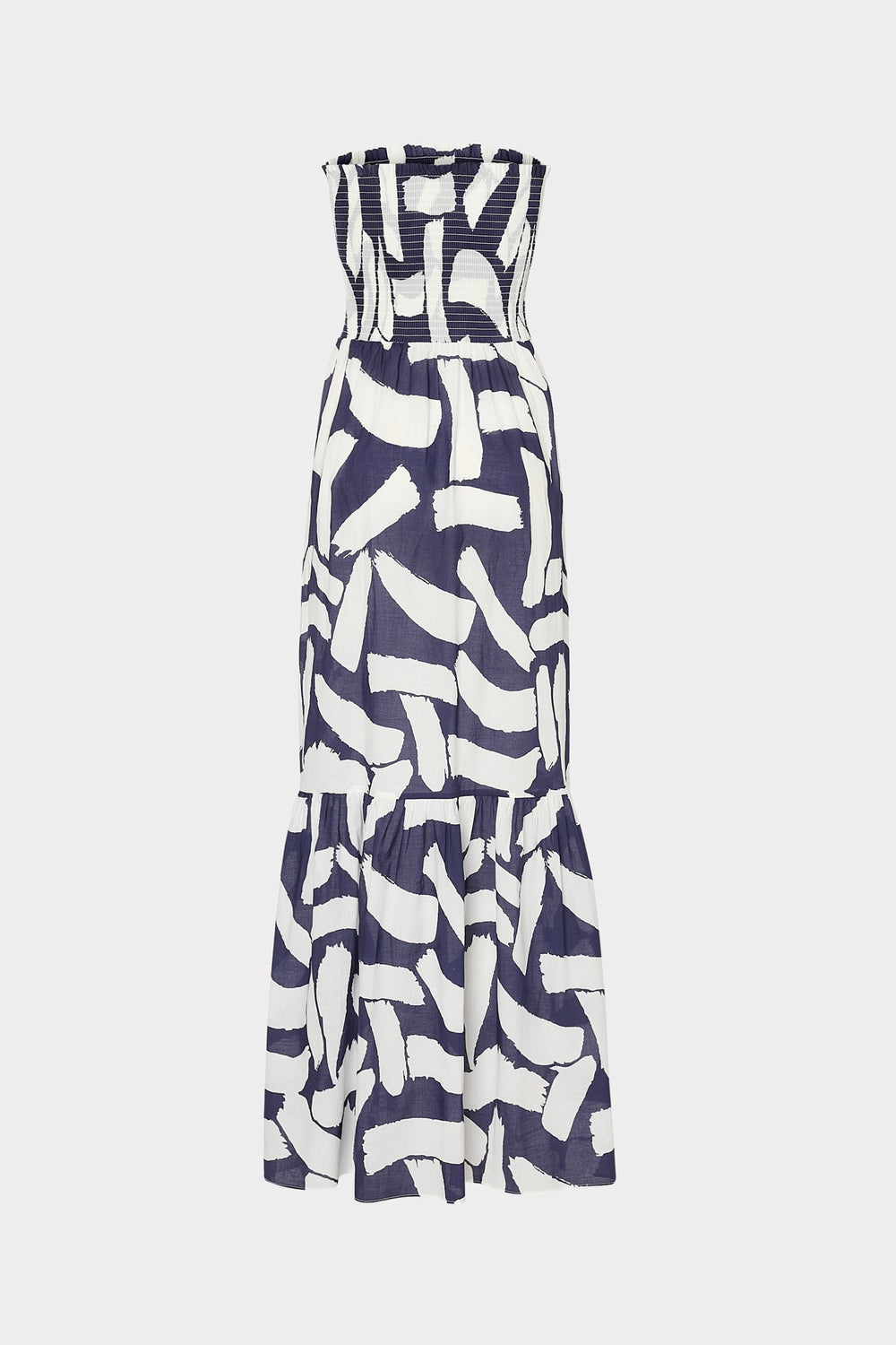 Olen Graphic Brushstroke Strapless Maxi Dress Navy/Ecru | Milly Women