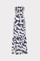 Olen Graphic Brushstroke Strapless Maxi Dress Navy/Ecru | Milly Women