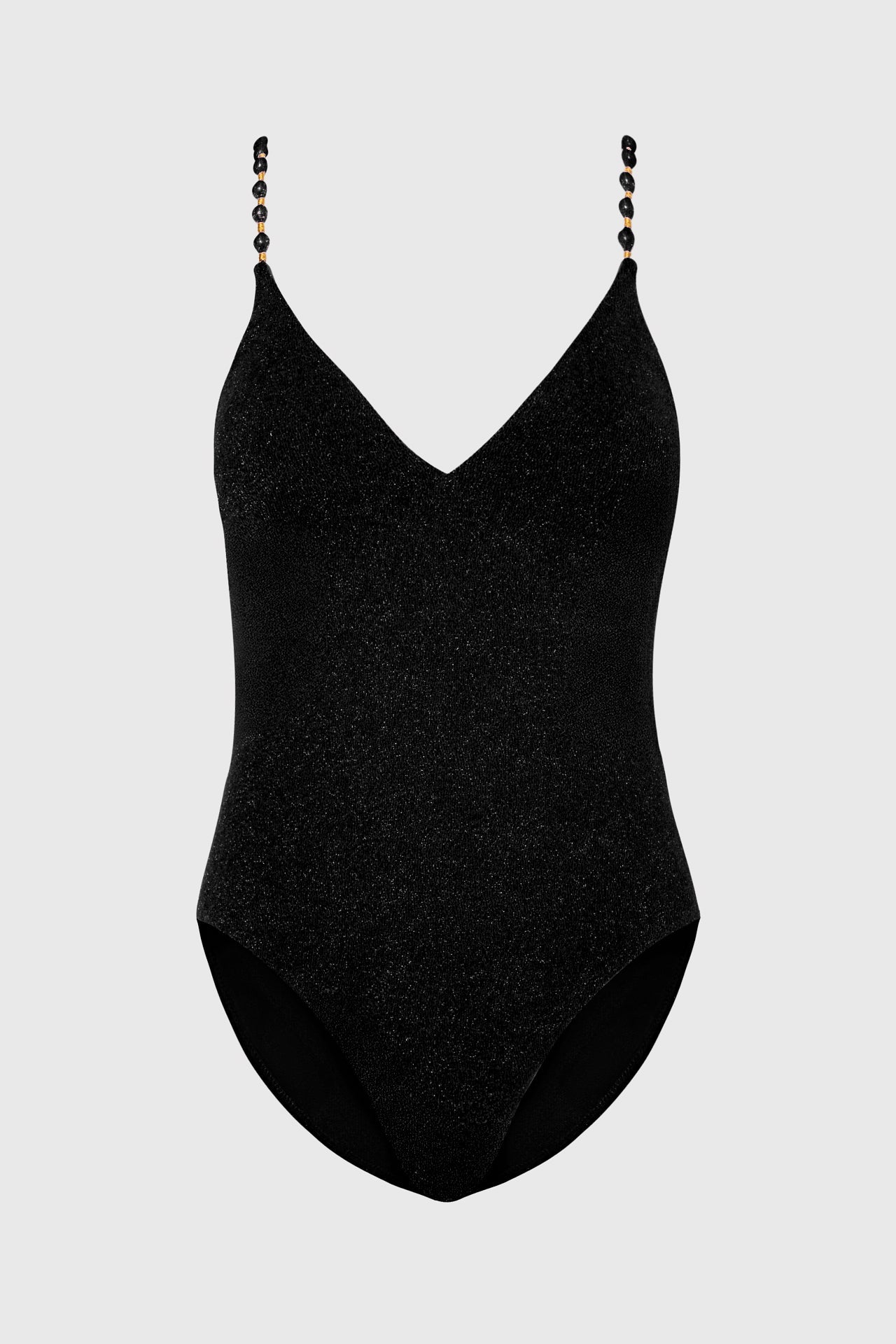 Cannes Beaded Strap One Piece Black/Gold | Milly Women