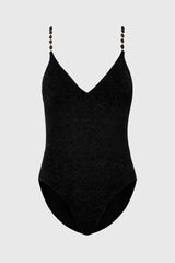 Cannes Beaded Strap One Piece Black/Gold | Milly Women