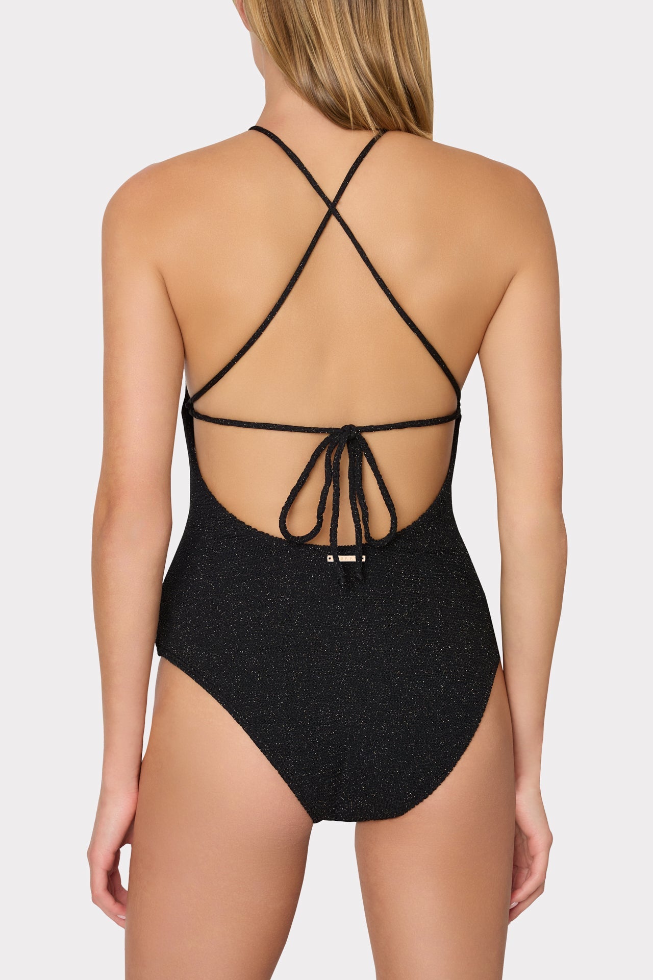 Cannes Beaded Strap One Piece Black/Gold | Milly Women