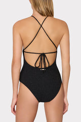 Cannes Beaded Strap One Piece Black/Gold | Milly Women