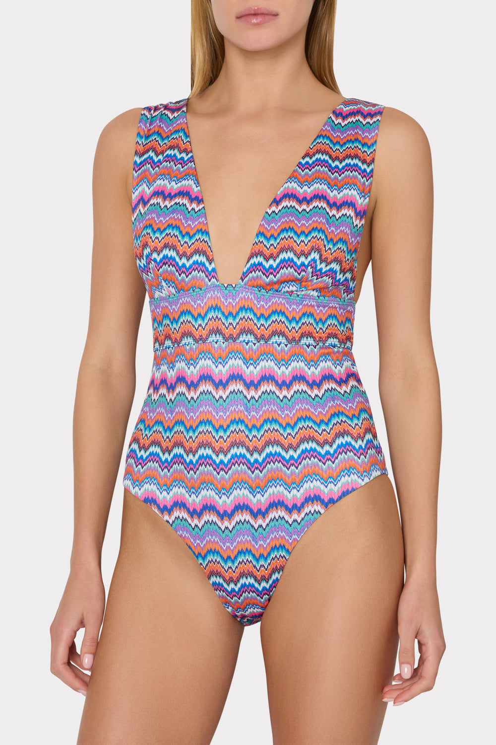 Ana Barcelona Metallic Chevron One Piece Blue Multi | Milly Women