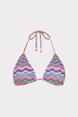 Barcelona Metallic Chevron Triangle Bikini Top Blue Multi | Milly Women