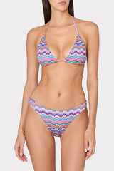 Barcelona Metallic Chevron Triangle Bikini Top Blue Multi | Milly Women
