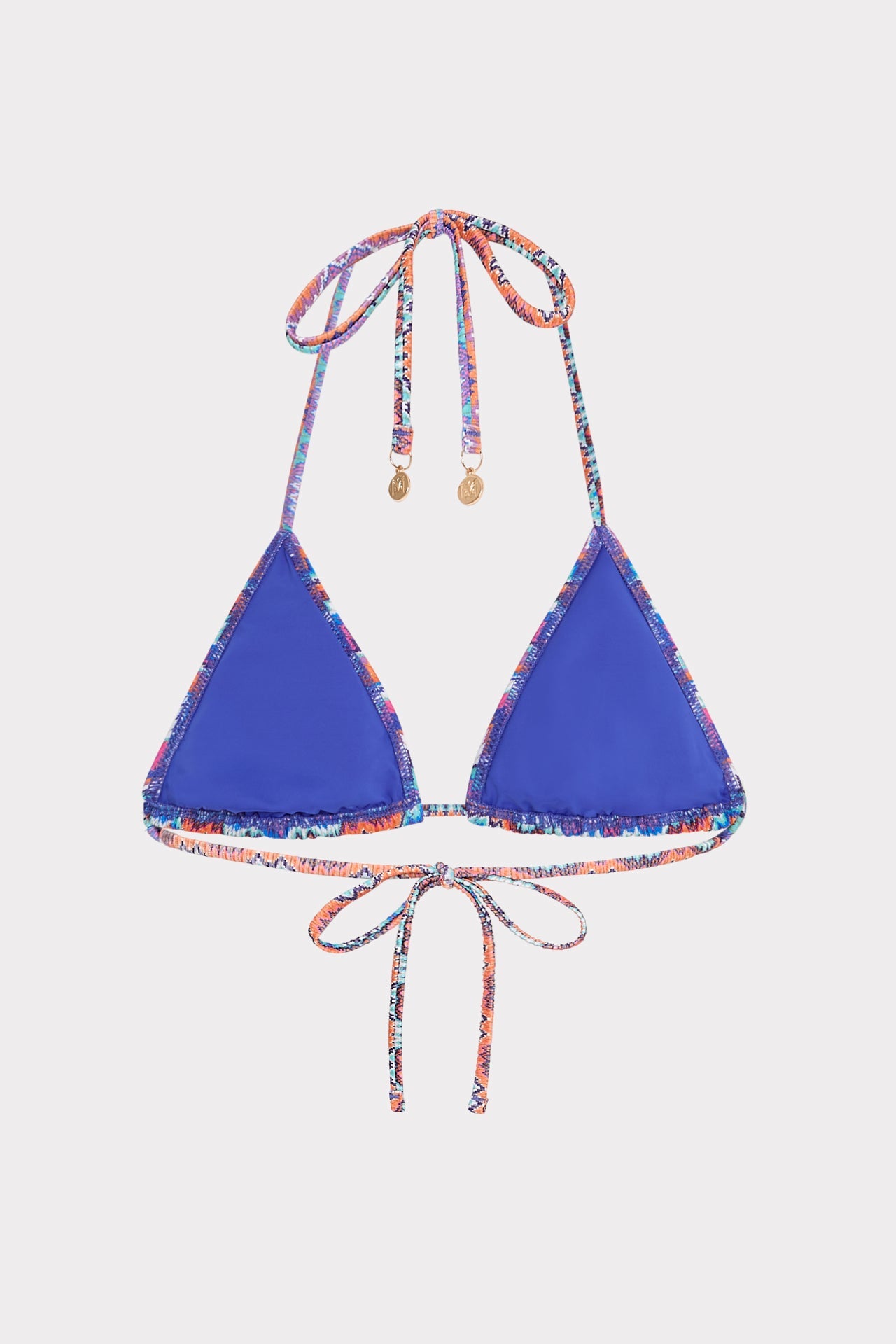 Barcelona Metallic Chevron Triangle Bikini Top Blue Multi | Milly Women