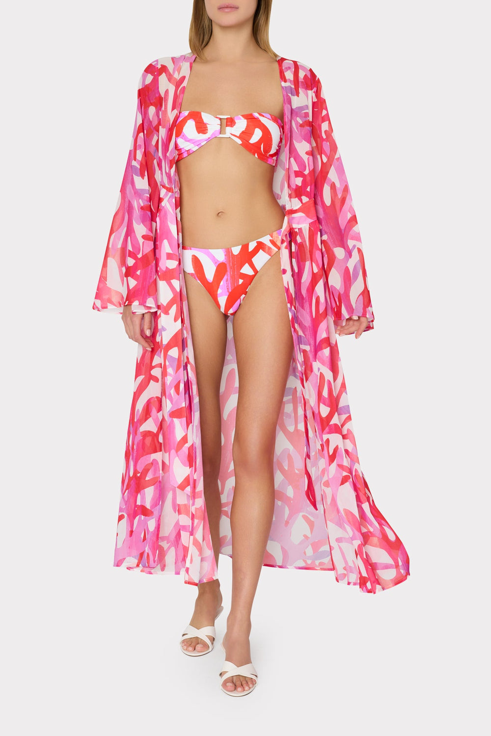 Vince Under The Sea Chiffon Cover-Up Dress Pink Multi | Milly Women