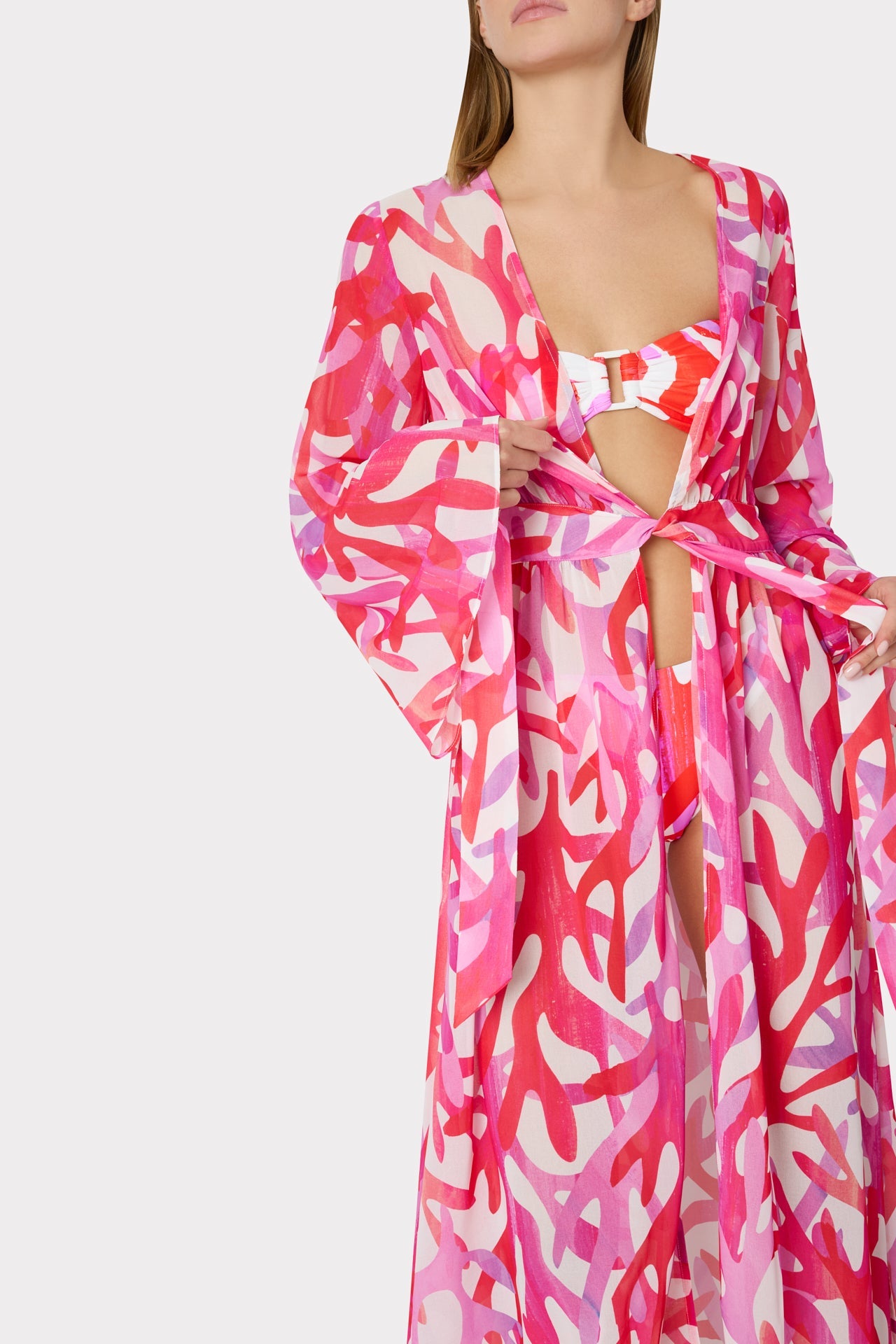 Vince Under The Sea Chiffon Cover-Up Dress Pink Multi | Milly Women