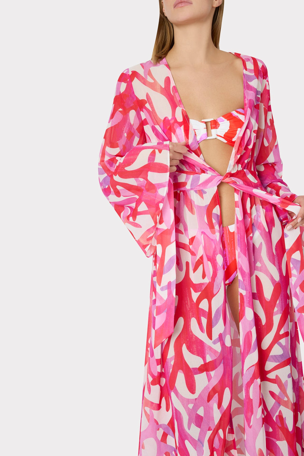 Vince Under The Sea Chiffon Cover-Up Dress Pink Multi | Milly Women