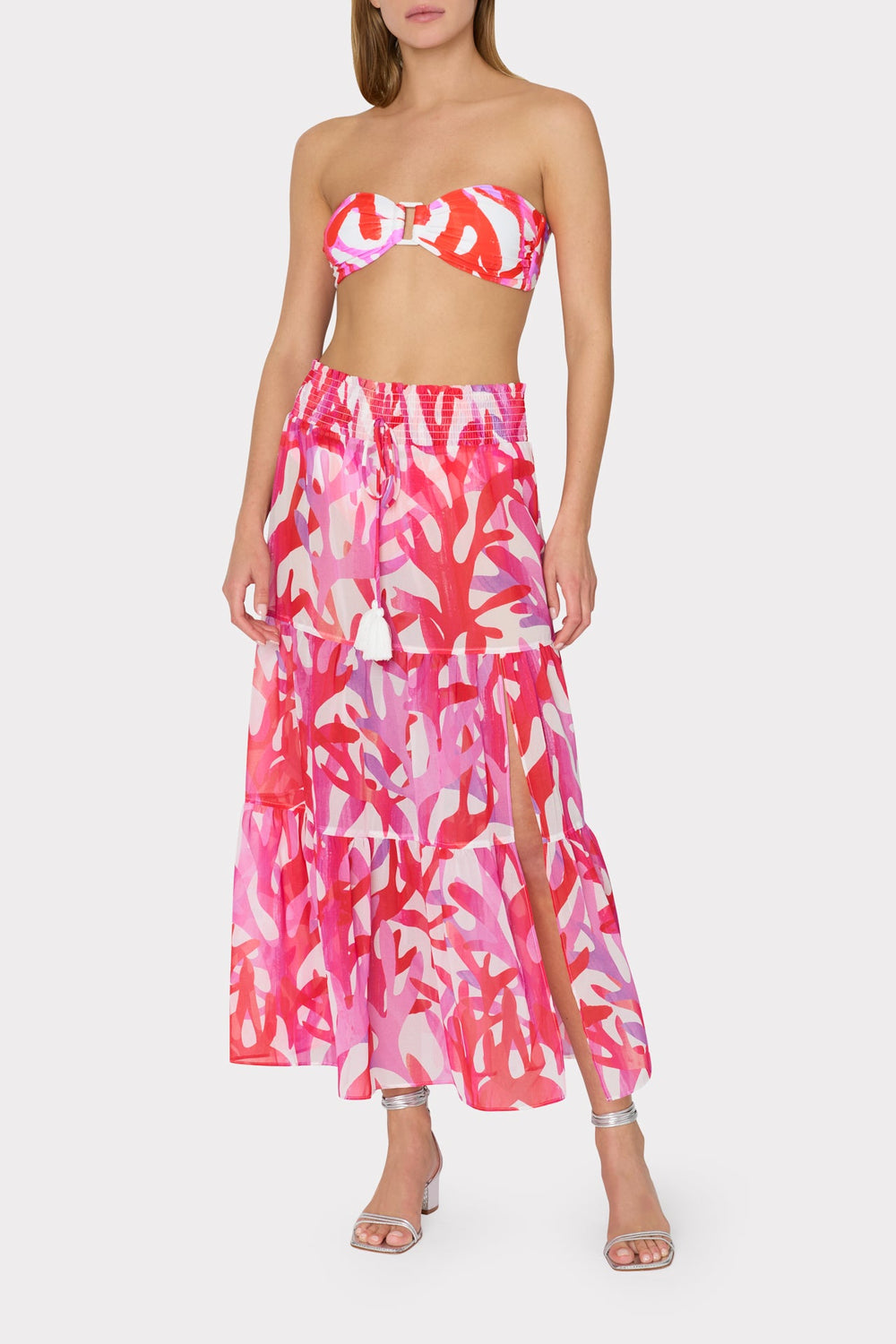Jem Under The Sea Tiered Chiffon Skirt Pink Multi | Milly Women