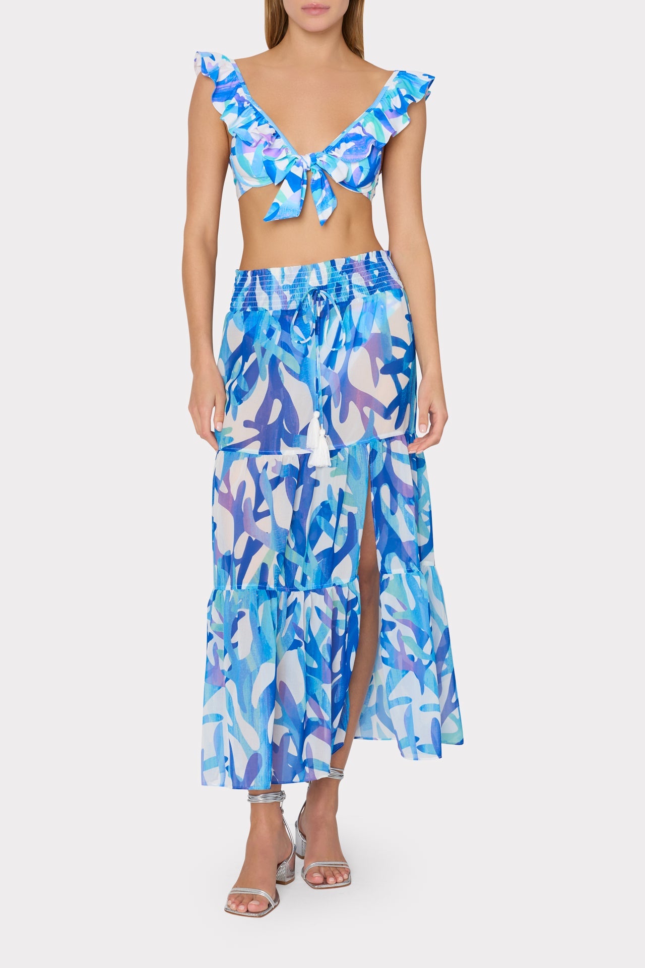 Jem Under The Sea Tiered Chiffon Skirt Blue Multi | Milly Women