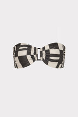 Barcelona Shimmer Puzzle Bandeau Top Ecru/Black | Milly Women